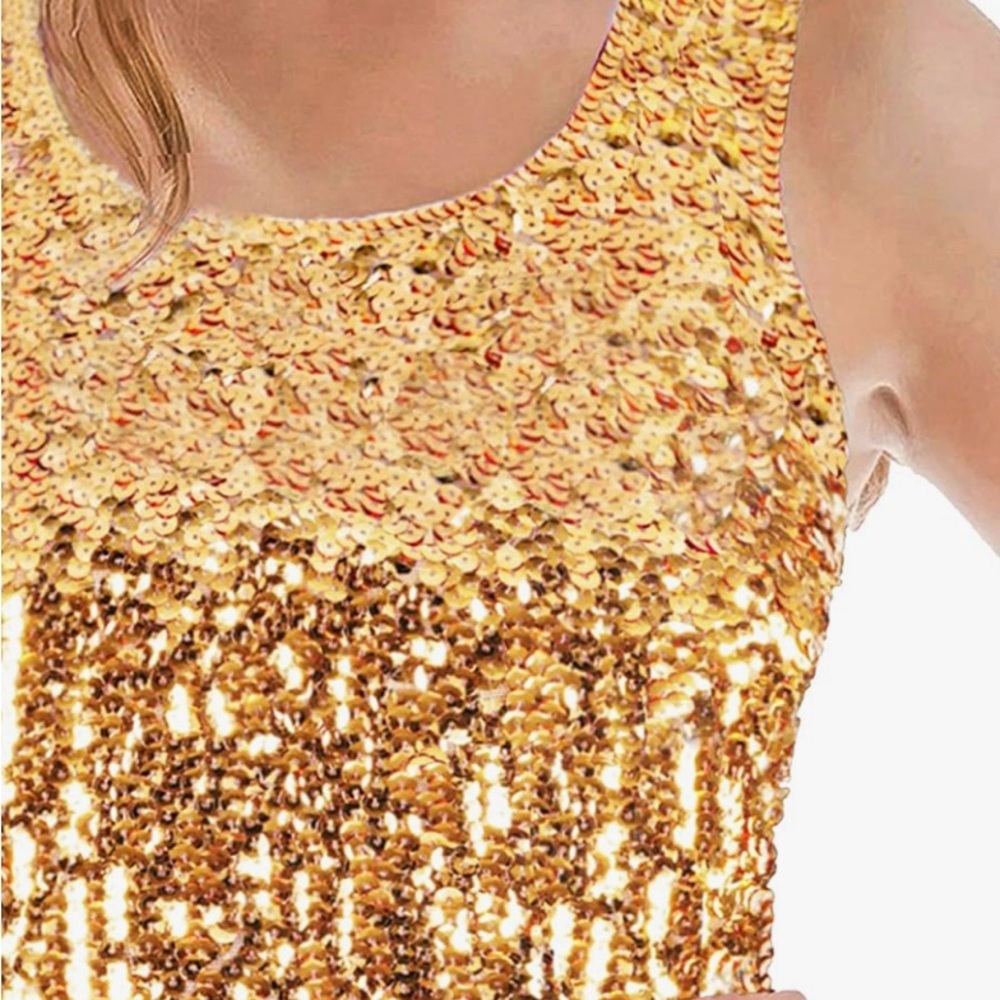 Gold Sequin Tank Top